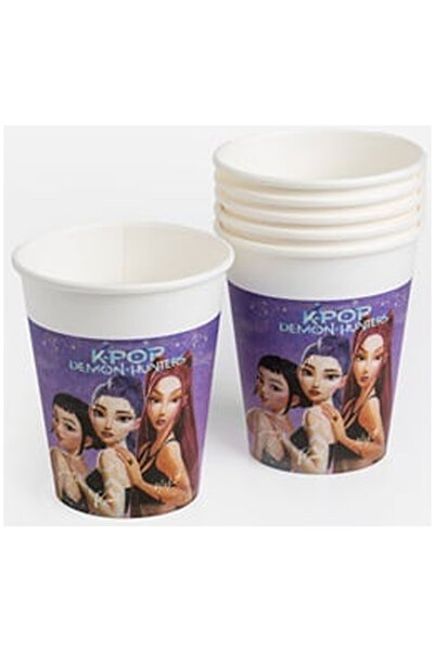 OEM Pahare de Carton Lila cu Model K-POP Demon Hunters 200ml - 6buc