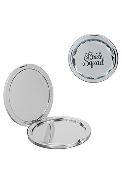 OEM Oglinda de Buzunar Dubla Argintie "Bride Squad"" 7cm"