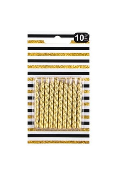OEM Lumanari Zi de Nastere Spiralate Aurii 6cm - 10buc