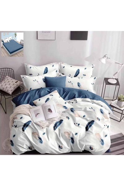 Pucioasa Home Lenjerie de pat cu elastic, policoton, pat 2 persoane, 4 piese,...