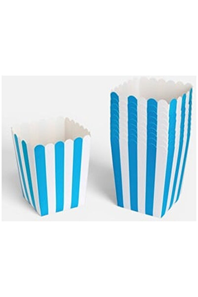 OEM Blue Striped Cardboard Snack Boxes 8.5x8.5x11.6cm - 10pcs