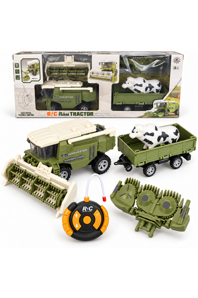 Bebelul Combina agricola RC T5 Harvester cu remorca si vacuta, telecomanda, 6...