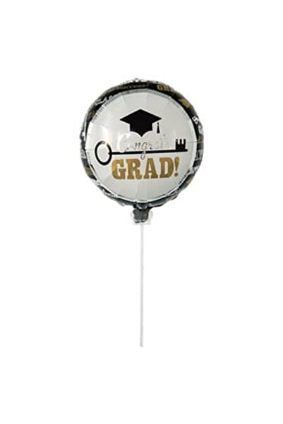 OEM Balon de Petrecere din Folie Alb Neagra cu Rozeta & Stick "Congratulation...