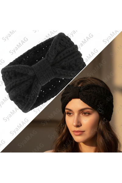 SyaMAG Bentita de par, cu impletitura groasa, elastica, cu nod, latime 11 cm,...