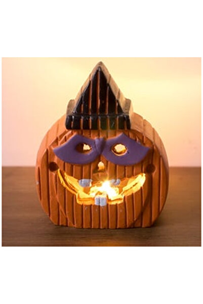 OEM Διακοσμητική Κεραμική Κολοκύθα για το Halloween με LED 8.5x4x10.5cm