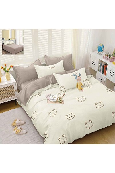 Pucioasa Home Lenjerie de pat cu 2 fete, policoton, 4 piese, pat 2 persoane, ...