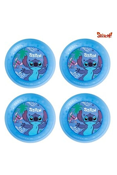 OEM Пластмасови чинии за парти за многократна употреба Stitch сини 21 см - 4 бр.