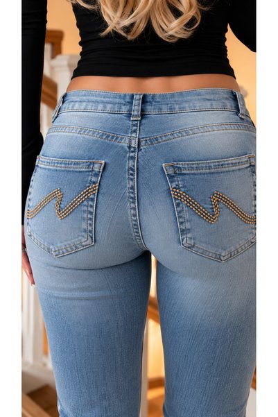 Messy Girls Low Waist Bootcut Stretchy Jean Pants with Ripped Detail