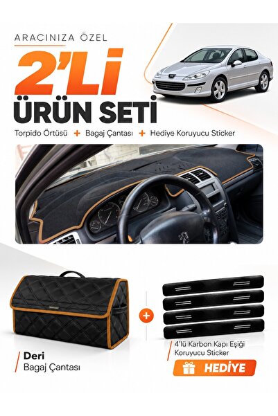 e-biz Peugeot 407 (2004-2010) Compatible Glove Box Cover + Leather Trunk Bag ...