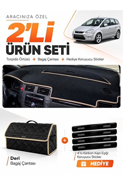 e-biz Ford C-Max (2003-2010) Long Covered Compatible Torpedo Cover + Leather ...