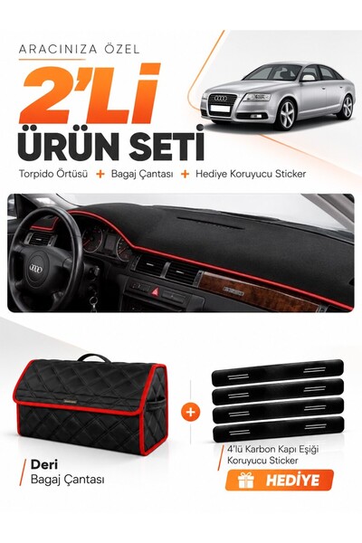 e-biz Audi A6 (1997-2004) Compatible Torpedo Cover + Leather Luggage Bag + St...