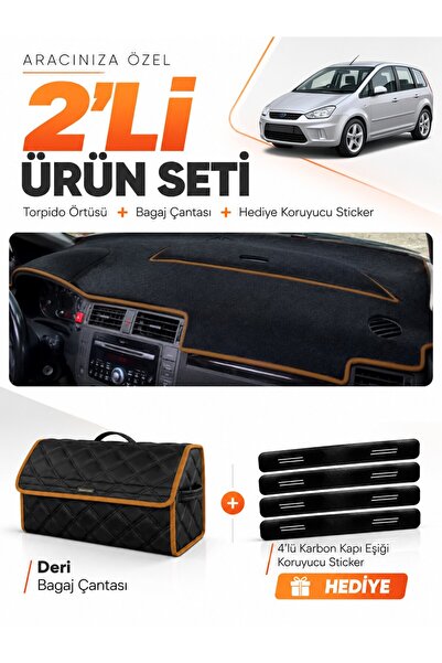 e-biz Ford C-Max (2003-2010) Long Covered Compatible Torpedo Cover + Leather ...
