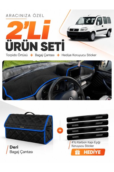 e-biz Glove Box Cover + Leather Luggage Bag Set Fiat Doblo (2000-2008) Compat...