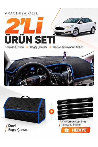 e-biz Ford Focus 3.5 Sedan (2014-2018) Compatible Dashboard Cover + Leather T...