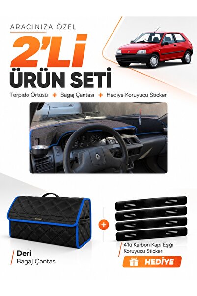 e-biz Renault Clio 1 (1990-1998) Compatible Glove Box Cover + Leather Trunk B...