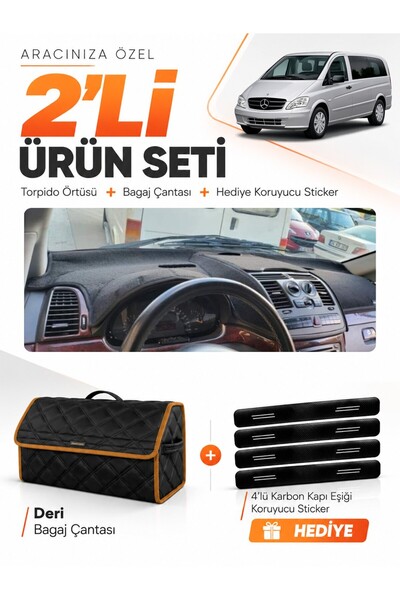 e-biz Mercedes Vi̇to W639 (2003-2014) Compatible Torpedo Cover + Leather Lugg...