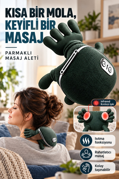 Zineets Parmakla Yoğuran El Hissi Sunan Isıtmalı Masaj Aleti (Taşınabilir,Şar...
