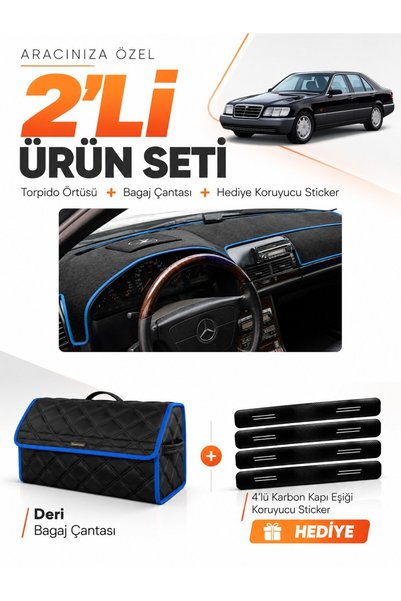 e-biz Gear Shift Cover + Leather Trunk Bag + Sticker Set Mercedes W140 (1991-...