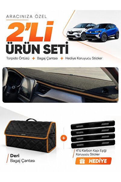 e-biz Renault Captur 2 (2019-2024) Compatible Glove Box Cover + Leather Trunk...