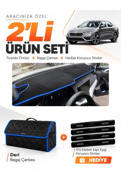 e-biz Skoda Octavia (2020-2025) Compatible Dashboard Cover + Leather Trunk Ba...