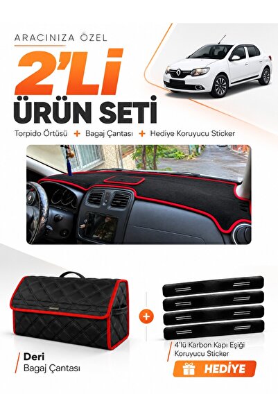 e-biz Renault Symbol Top Covered (2013-2021) Compatible Torpedo Cover + Leath...