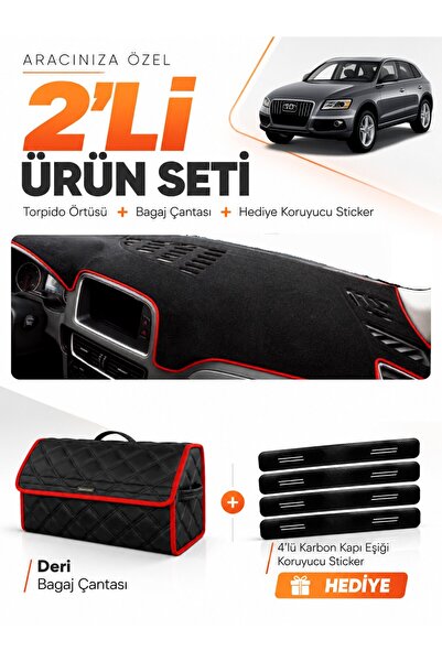 e-biz Audi Q5 (2008-2017) Compatible Glove Box Cover + Leather Trunk Bag + St...