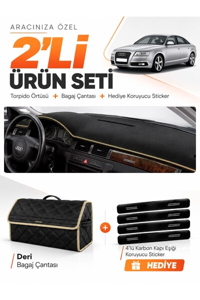 e-biz Audi A6 (1997-2004) Compatible Torpedo Cover + Leather Luggage Bag + St...
