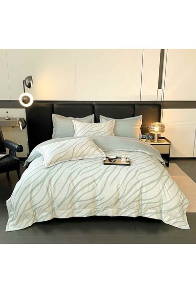 JOJO HOME Lenjerie de pat lux cu elastic si broderie, tesatura tip finet gros...