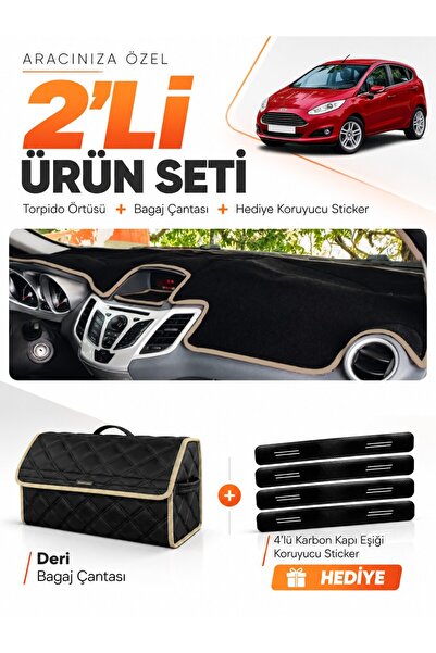 e-biz Ford Fi̇esta (2008-2017) Compatible Dashboard Cover + Leather Trunk Bag...
