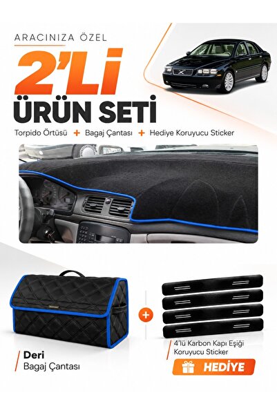 e-biz Volvo S80 (1998-2006) Compatible Glove Box Cover + Leather Trunk Bag + ...