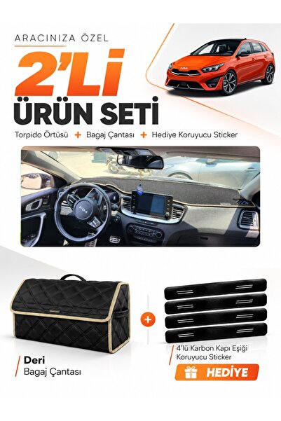 e-biz Kia Ceed (2020-2025) Compatible Torpedo Cover + Leather Luggage Bag + S...