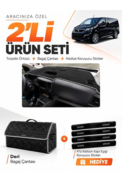 e-biz Glove Box Cover + Leather Luggage Bag Set Compatible with Peugeot Exper...