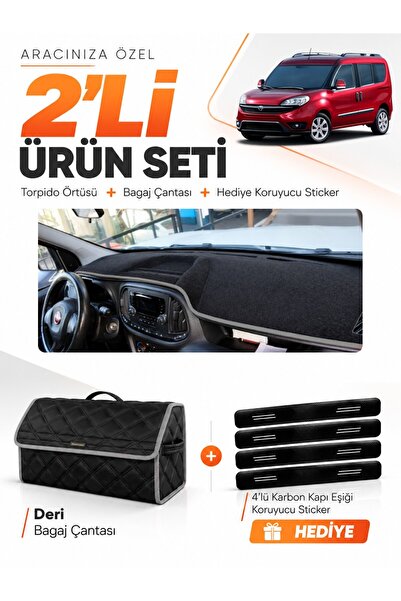 e-biz Fi̇at Doblo Fully Closed (2015-2023) Compatible Glove Box Cover + Leath...