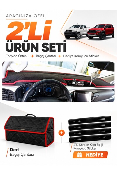 e-biz Toyota Hi̇lux (2016-2025) Compatible Dashboard Cover + Leather Trunk Ba...