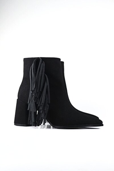 VARENZA WOMAN SHOES İtal Süet Püsküllü kadın kalın topuklu Bot