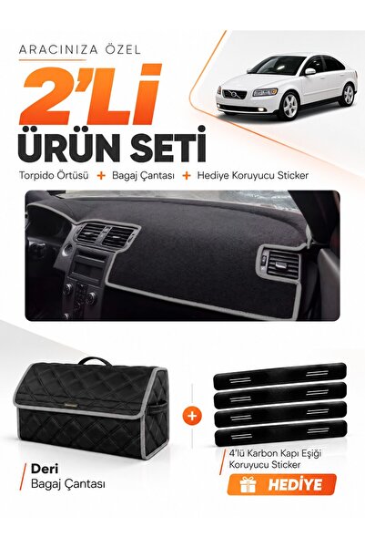 e-biz Volvo S40 (2008-2012) Compatible Glove Box Cover + Leather Trunk Bag + ...