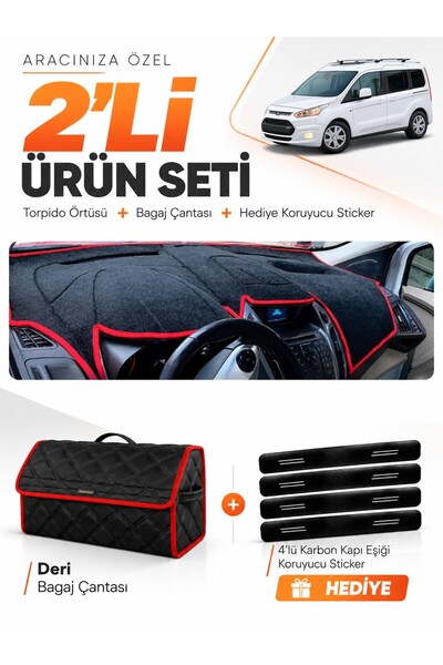 e-biz Ford Tourneo Connect (2013-2020) Compatible Dashboard Cover + Leather T...