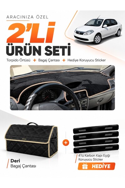 e-biz Renault Symbol Airbagged (2008-2011) Compatible Torpedo Cover + Leather...