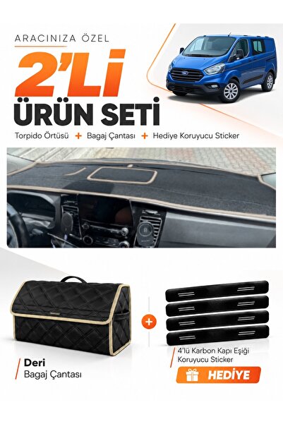 e-biz Ford Transit Custom (2016-2024) Compatible Glove Box Cover + Leather Tr...