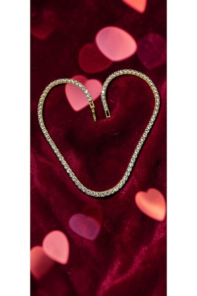 ahsenaksesuar2025 Round Cut Big Zircon Stone Gold Color Waterway Steel Neckla...