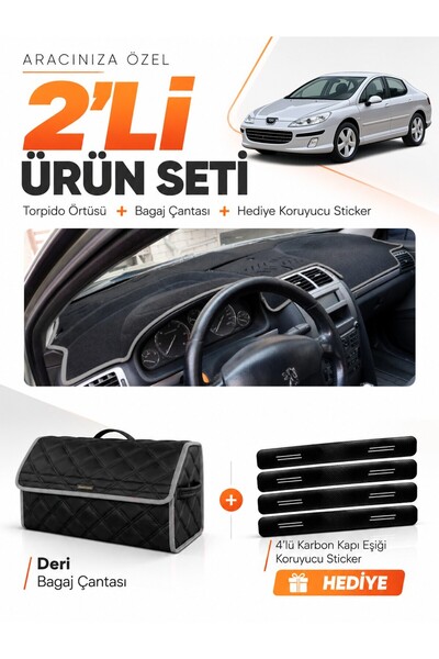 e-biz Peugeot 407 (2004-2010) Compatible Glove Box Cover + Leather Trunk Bag ...