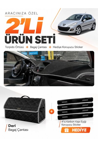 e-biz Glove Box Cover + Leather Luggage Bag + Sticker Set Compatible with Peu...