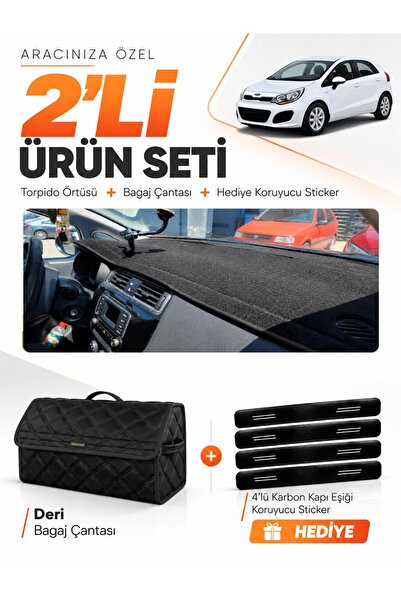 e-biz Kia Rio (2012-2018) Compatible Torpedo Cover + Leather Luggage Bag + St...