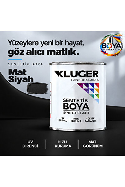 Kluger SENTETİK YAĞLI BOYA MAT SİYAH - METAL BOYASI - AHŞAP BOYASI - DEMİR BO...