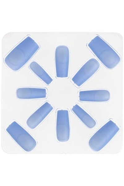 OEM Baby Blue Square Long False Nails Set with Glue - 12pcs