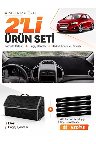 e-biz Chevrolet Aveo T300 (2011-2015) Compatible Dashboard Cover + Leather Tr...