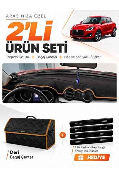 e-biz Suzuki Swi̇ft (2017-2020) Compatible Dashboard Cover + Leather Trunk Ba...