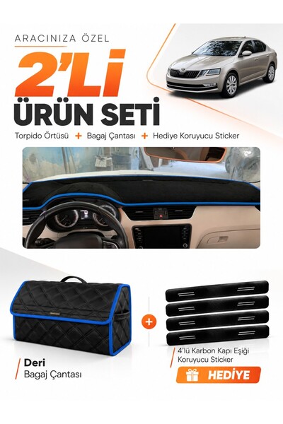 e-biz Skoda Octavia (2013-2019) Compatible Dashboard Cover + Leather Trunk Ba...