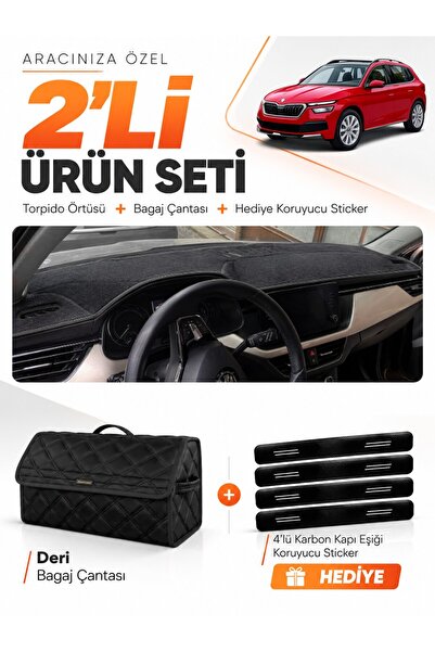 e-biz Skoda Kamiq (2020-2025) Compatible Dashboard Cover + Leather Trunk Bag ...