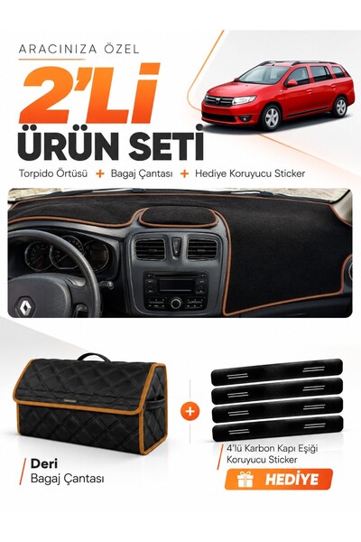 e-biz Daci̇a Logan Mcv (2012-2021) Compatible Dashboard Cover + Leather Trunk...